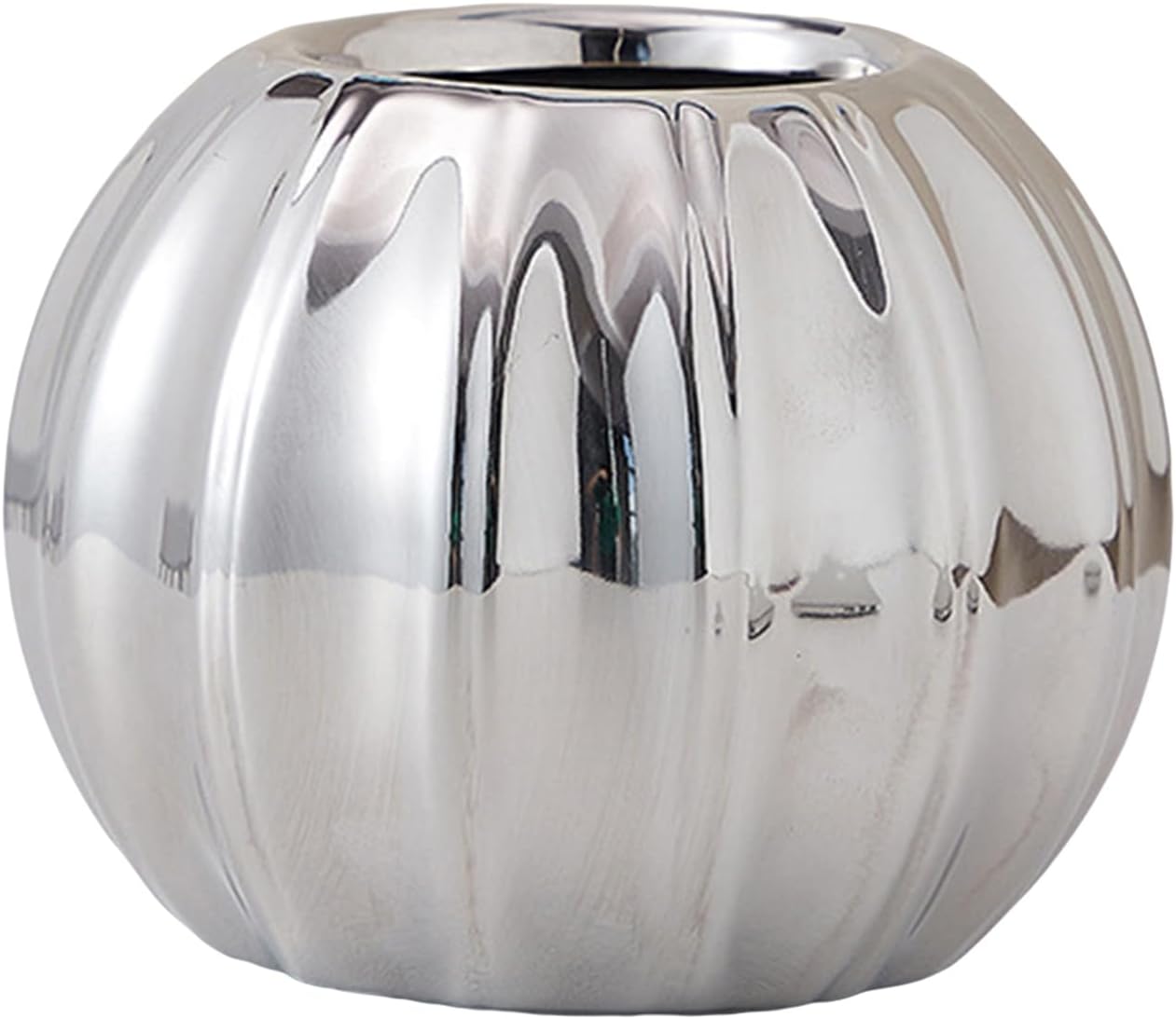 Halloween Pumpkin Ceramic Vase with Silver Finish