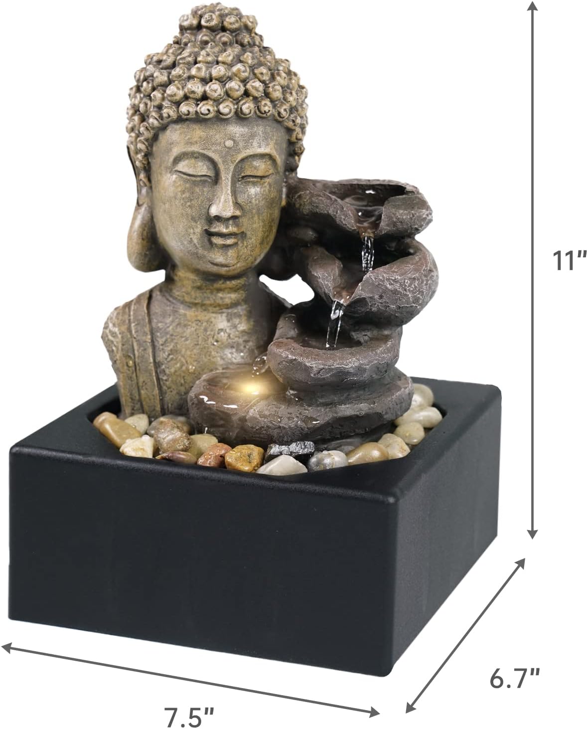 Ferrisland 4-Tier Tabletop Waterfall Fountain with LED Light