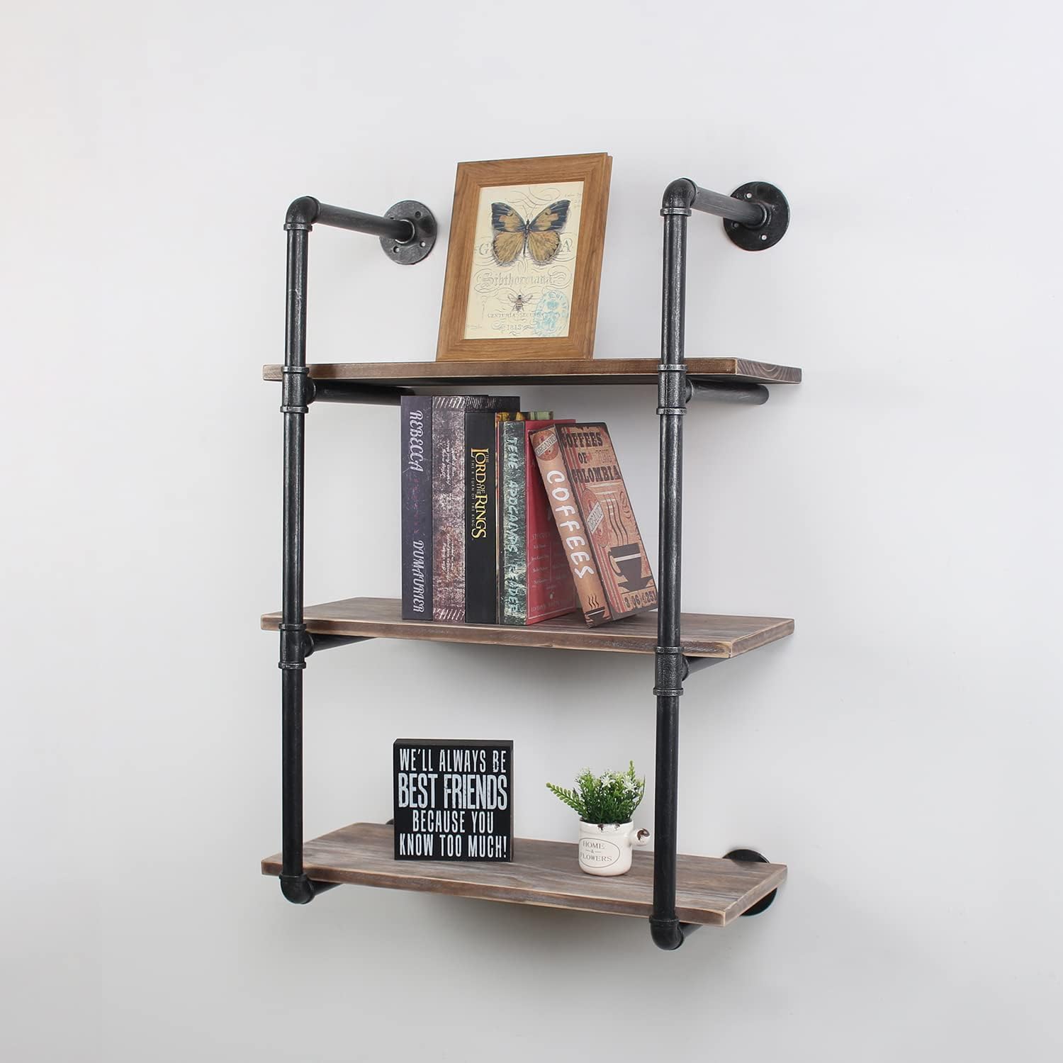 Industrial Style 24in Rustic Metal Floating Shelves