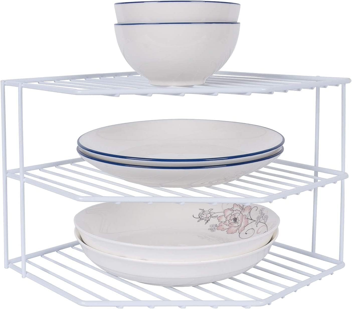 3-Tier Corner Shelf Organizer - Kitchen Storage White