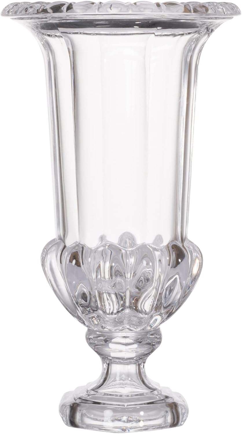 AB Home 15 Inch Clear Glass Vase with Pedestal