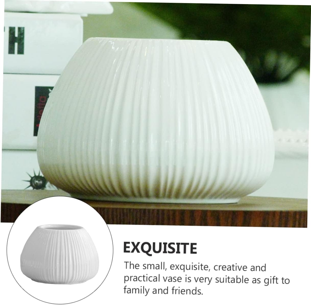 Vertical Striped Ceramic Flower Vase for Tabletop Decor