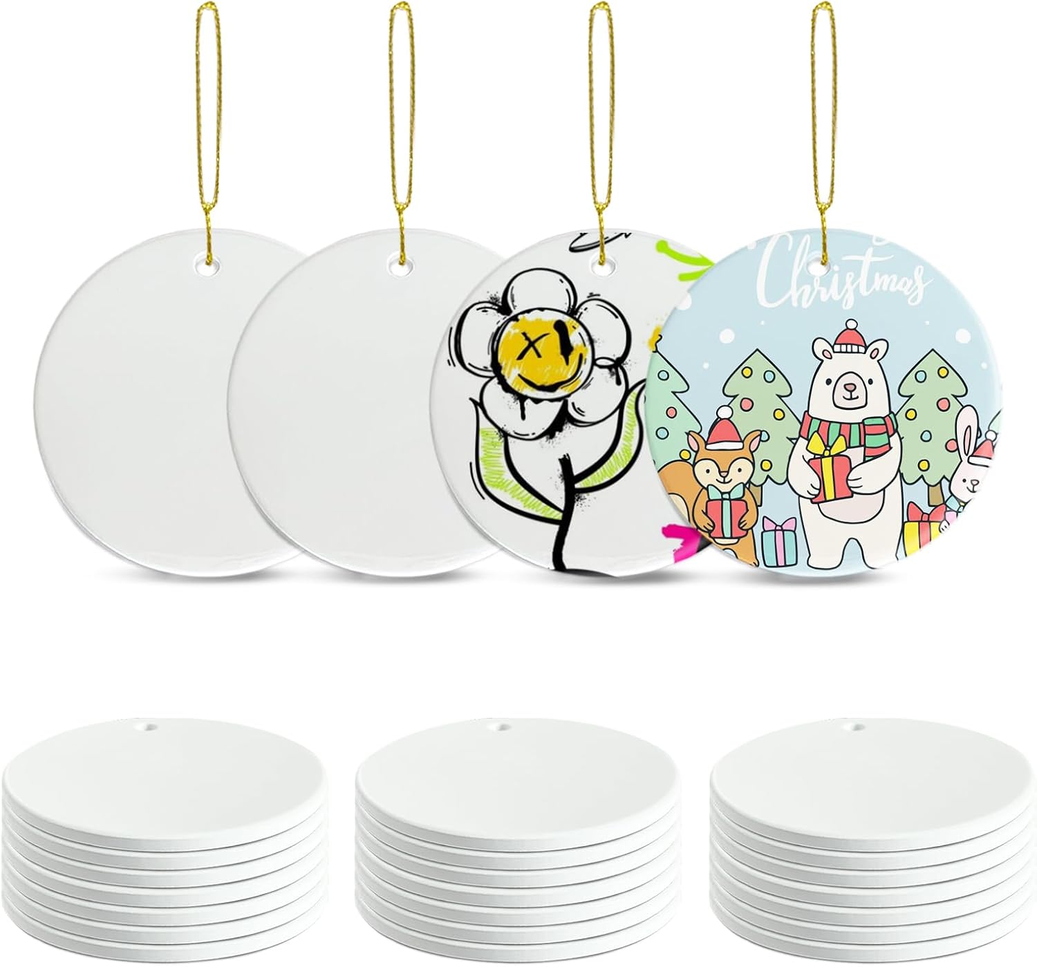 Sublimation Round Ornament Blanks 25Pcs for Heat Press Printing