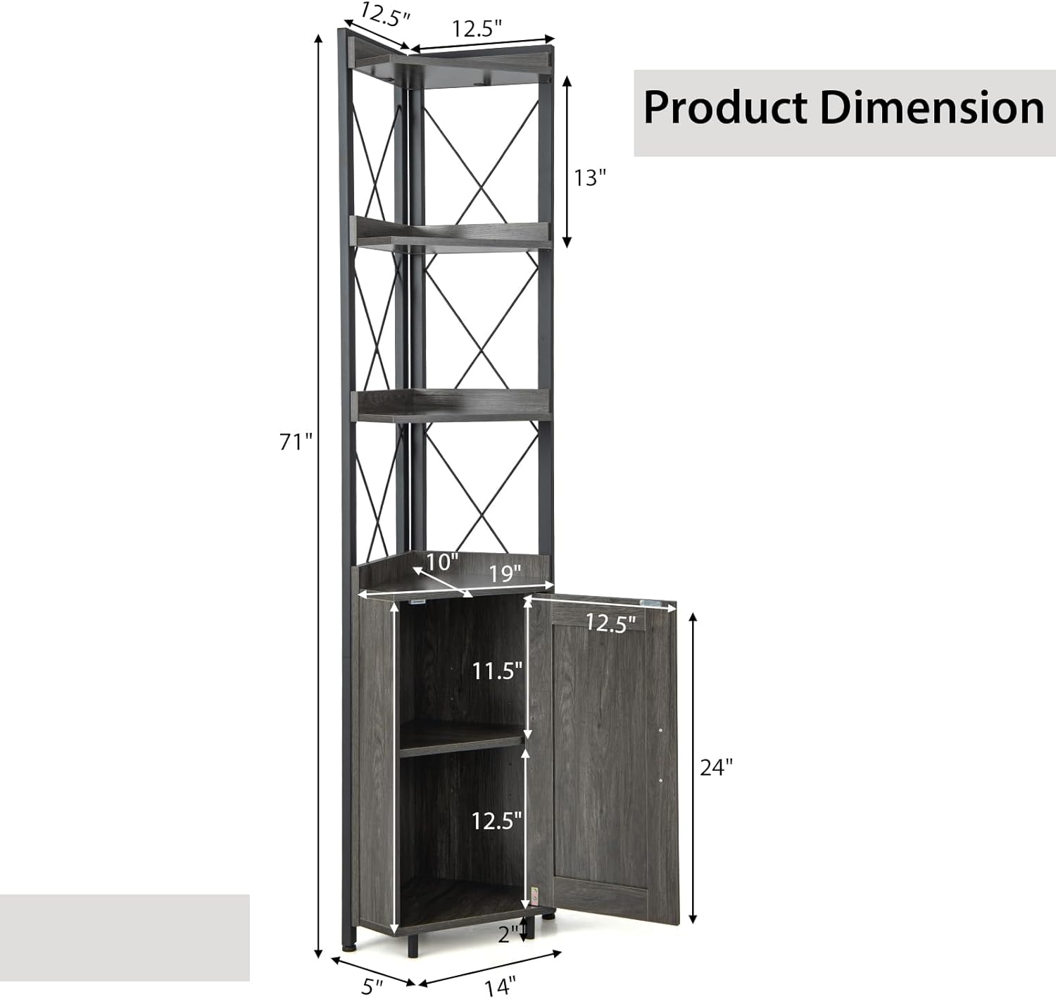 Tangkula Tall Corner Storage Cabinet with Door
