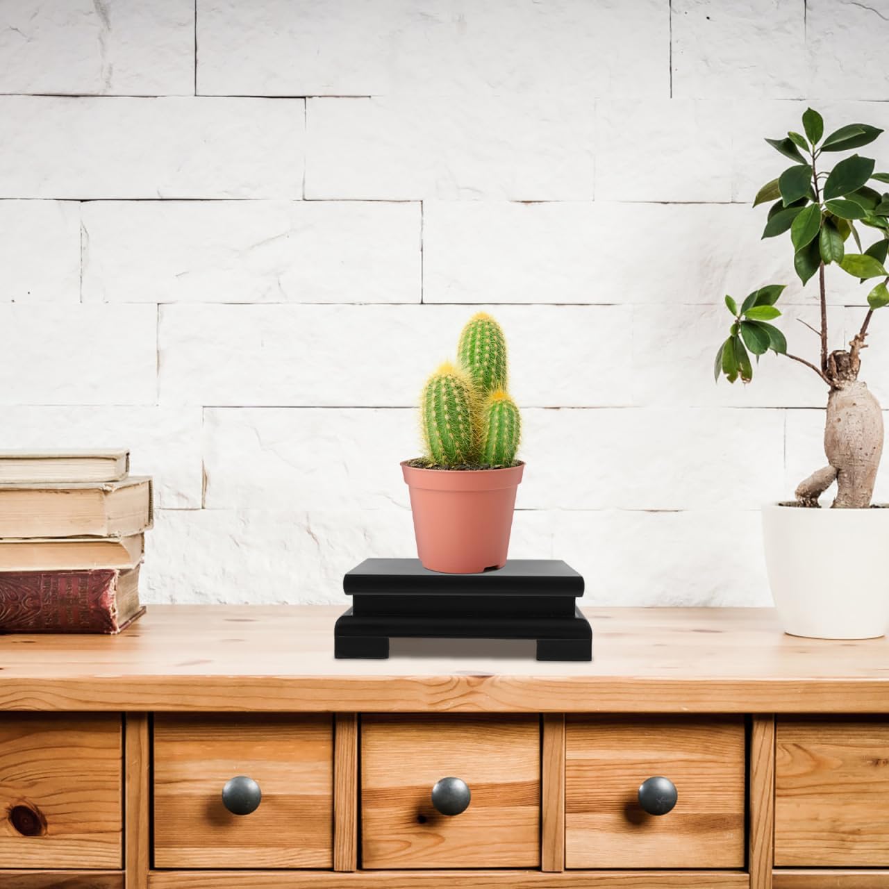 Yarnow Wooden Vase Stand Display Base 13x13cm Black