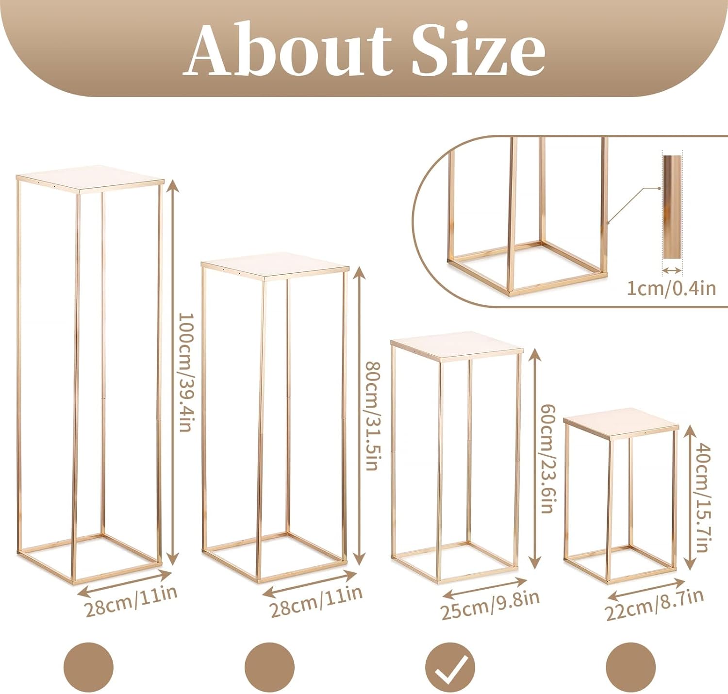 Modern Geometric Gold Wedding Centerpiece Vase 236in Metal Stand