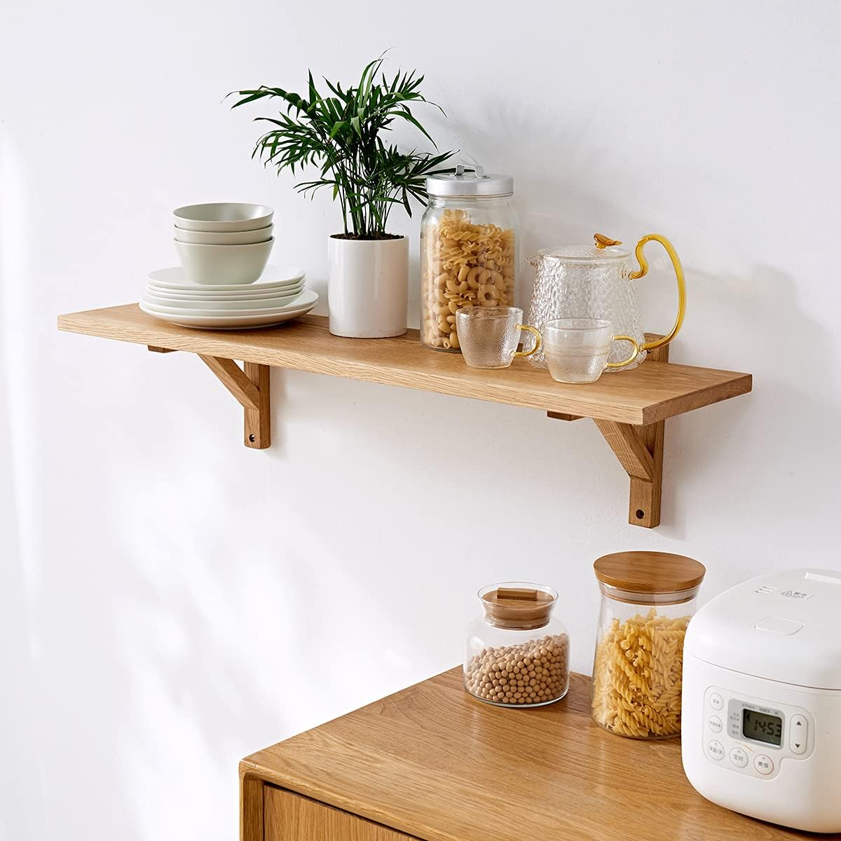 Natural Oak Floating Shelf 32 Inches Wall Mount