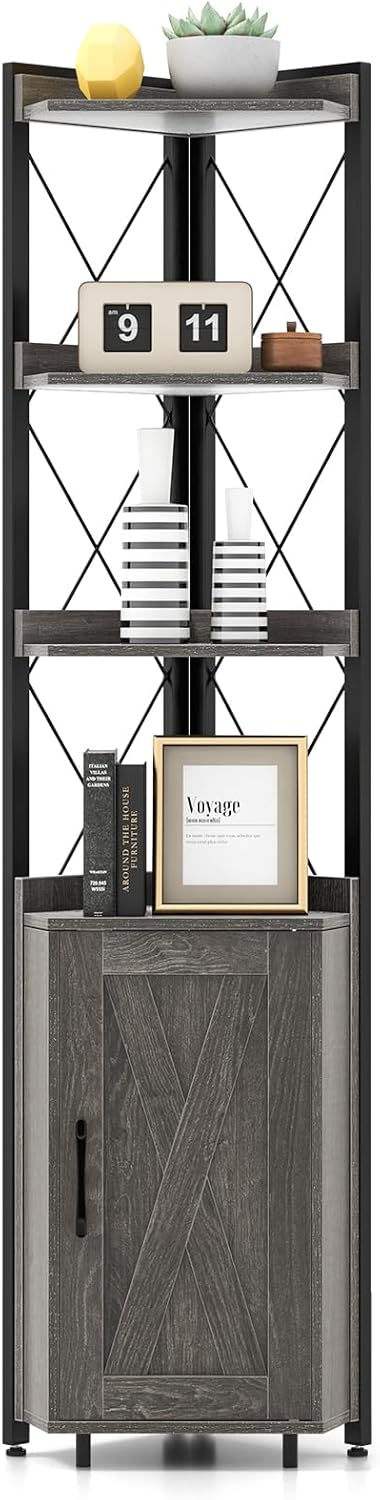 Tangkula Tall Corner Storage Cabinet with Door