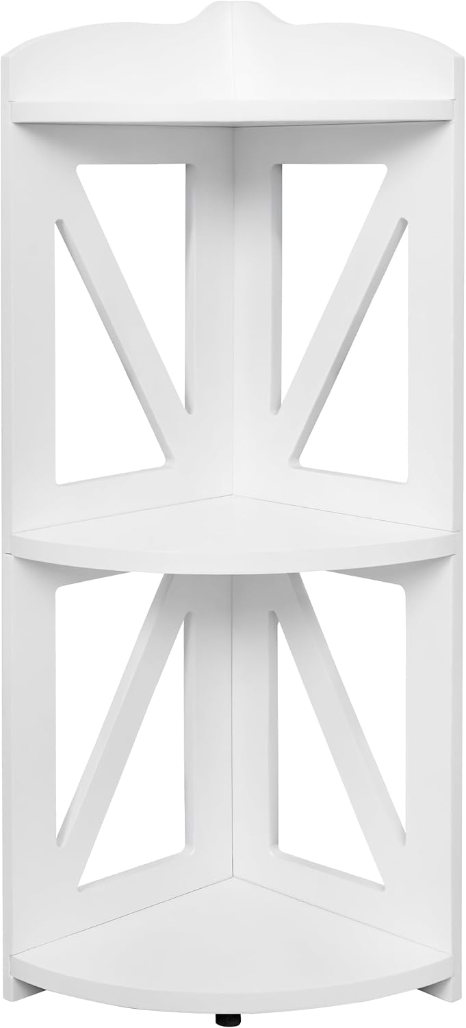 Corner Shelf Stand 3 Tier Natural Wood Bookshelf