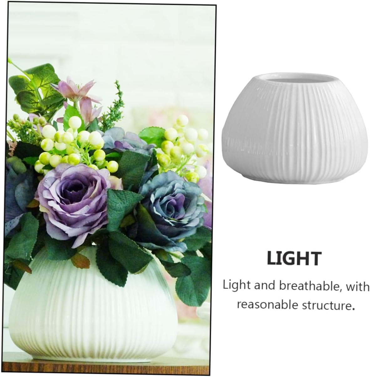Vertical Striped Ceramic Flower Vase for Tabletop Decor