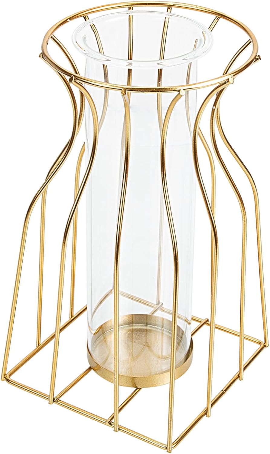 Cabilock Geometric Iron Art Flower Vase Glass Decor