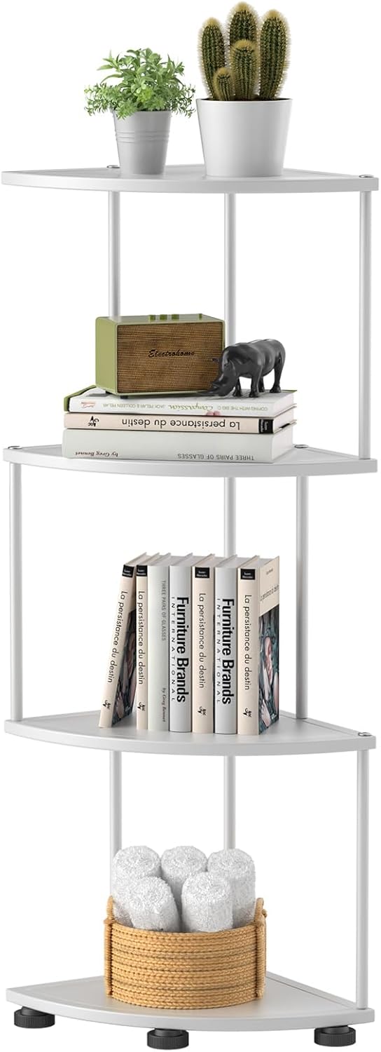 Haomsj 4 Tier Metal Corner Shelf Stand 41 Inch White