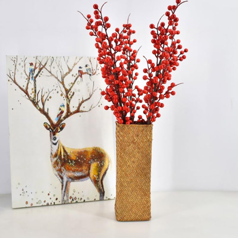 PRETYZOOM 2pcs Woven Flower Vase for Home Office Decor