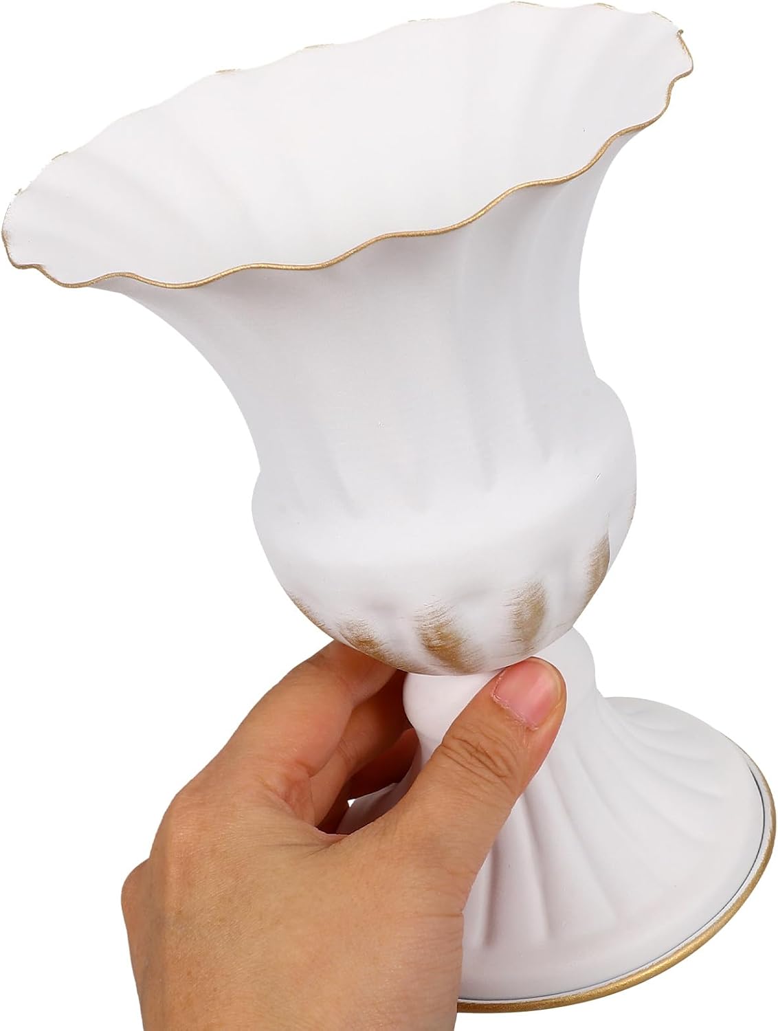 2Pcs Memorial Cemetery Vase Iron Flower Pot Urn Planter White 629x492x492inch
