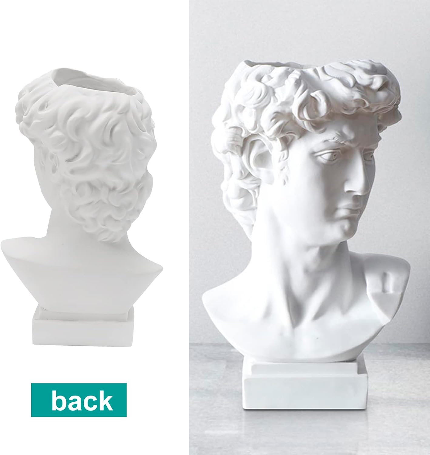 Greek David Statue Head Vase Retro Decor Brush Holder