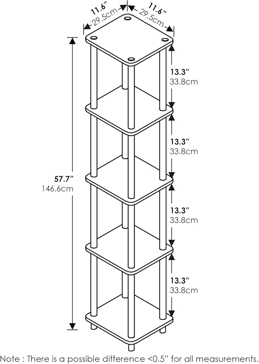Furinno Turn-N-Tube 5-Tier Corner Display Shelf
