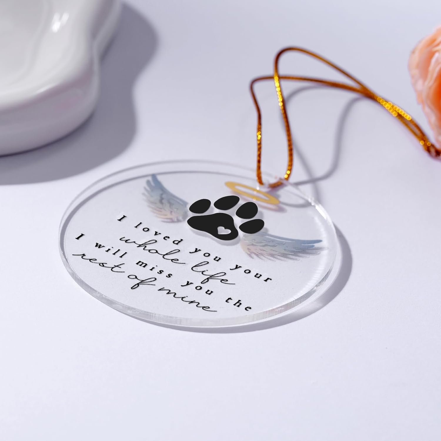 Pet Memorial Angel Wings Acrylic Ornament