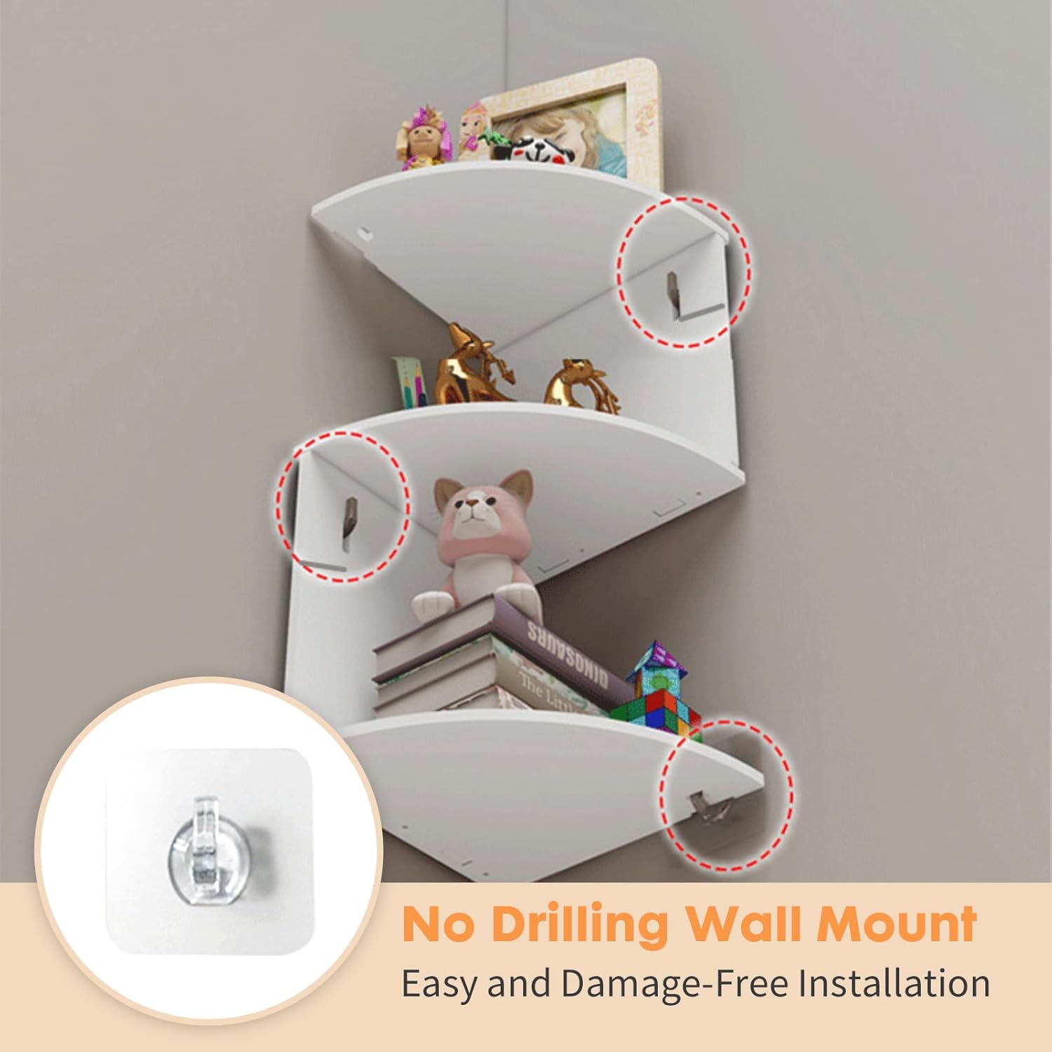 ShellKingdom 5 Tier Corner Shelf Wall Mount White