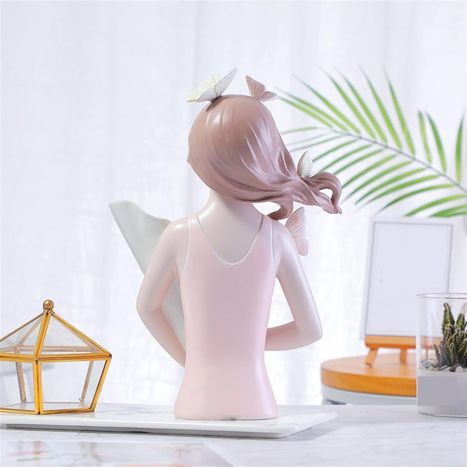 Artificial Flower Vase Butterfly Girl Home Decor Sculpture