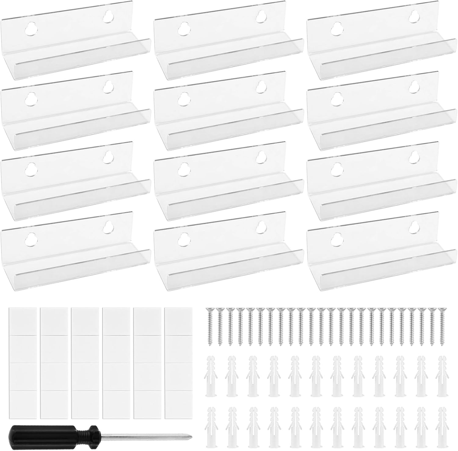 12 Pack Clear Vinyl Record Shelf Wall Mount