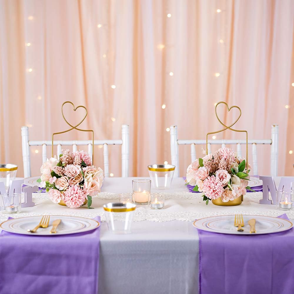 2 Pcs Gold Metal Flower Basket for Wedding Decorations