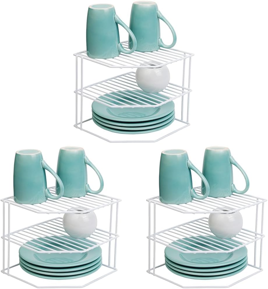 Smart Design 3-Tier Kitchen Corner Shelf Rack - White