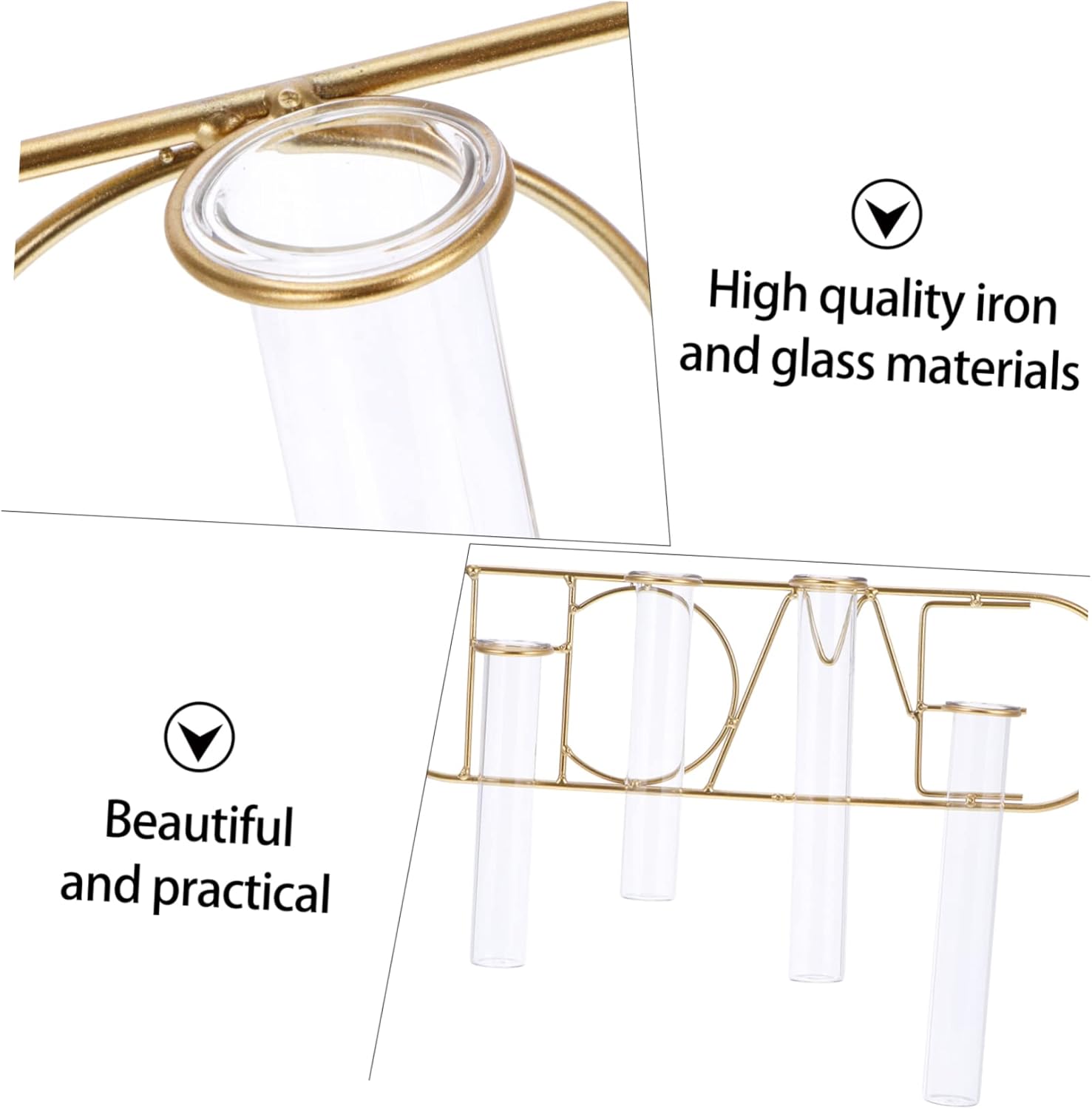 Zerodeko 1set Wrought Iron Wall Vase for Hydroponics and Dried Flowers