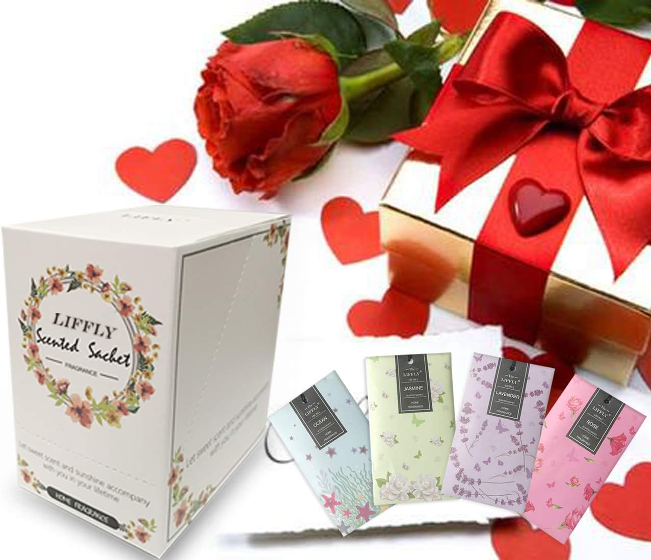 14 Packs Rose Scented Sachets for Drawers and Closets 1