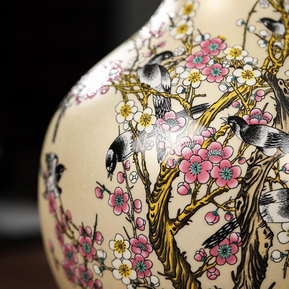 Traditional Chinese Ceramic Vase for Home Decor - Yellow
