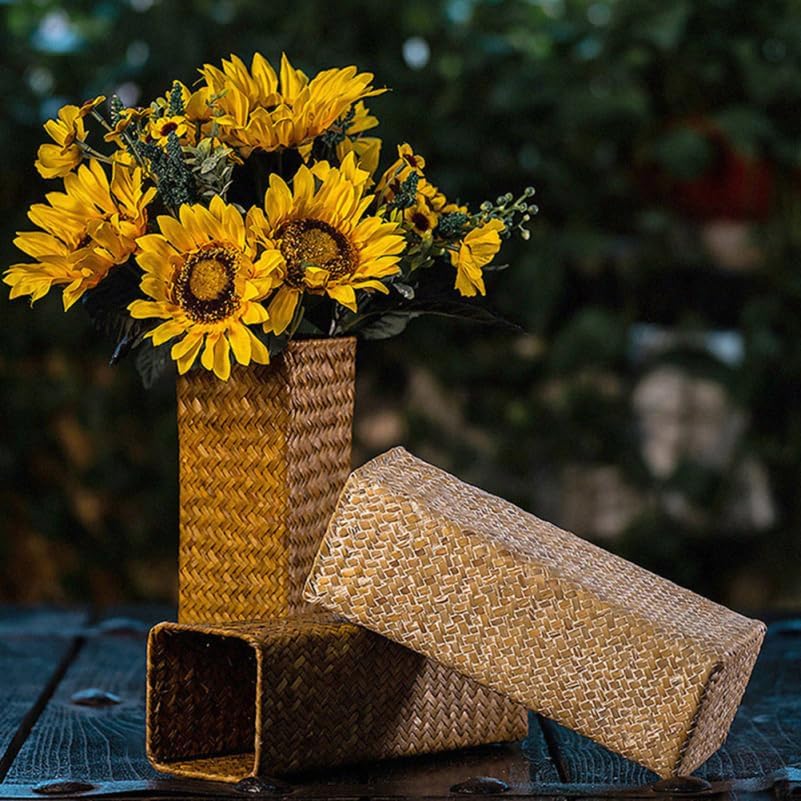 PRETYZOOM 2pcs Woven Flower Vase for Home Office Decor
