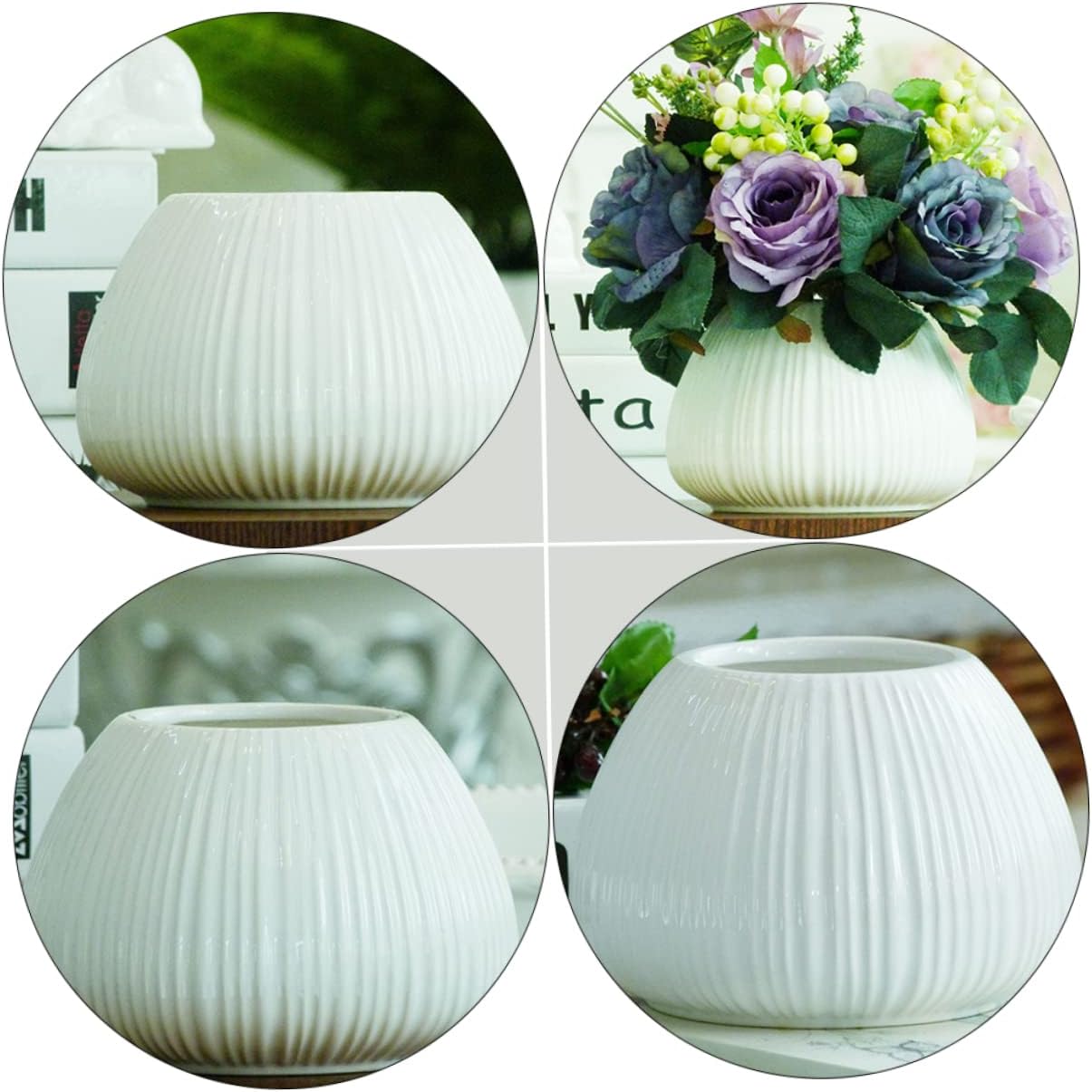 Balacoo White Ceramic Vase 1PC Small Flower Pot Decorative Container