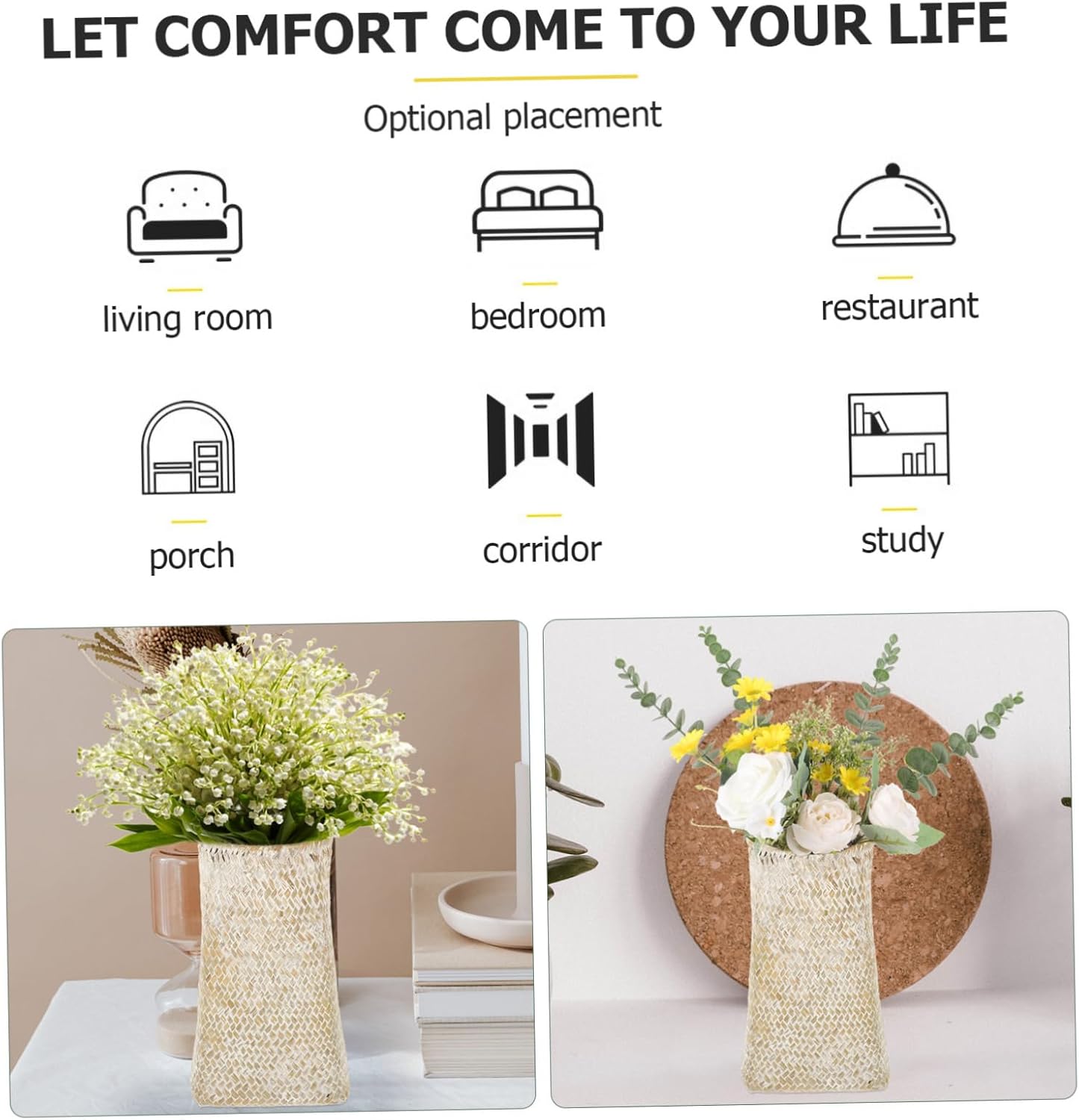 VICASKY Seagrass Woven Flower Vase for Home Decor