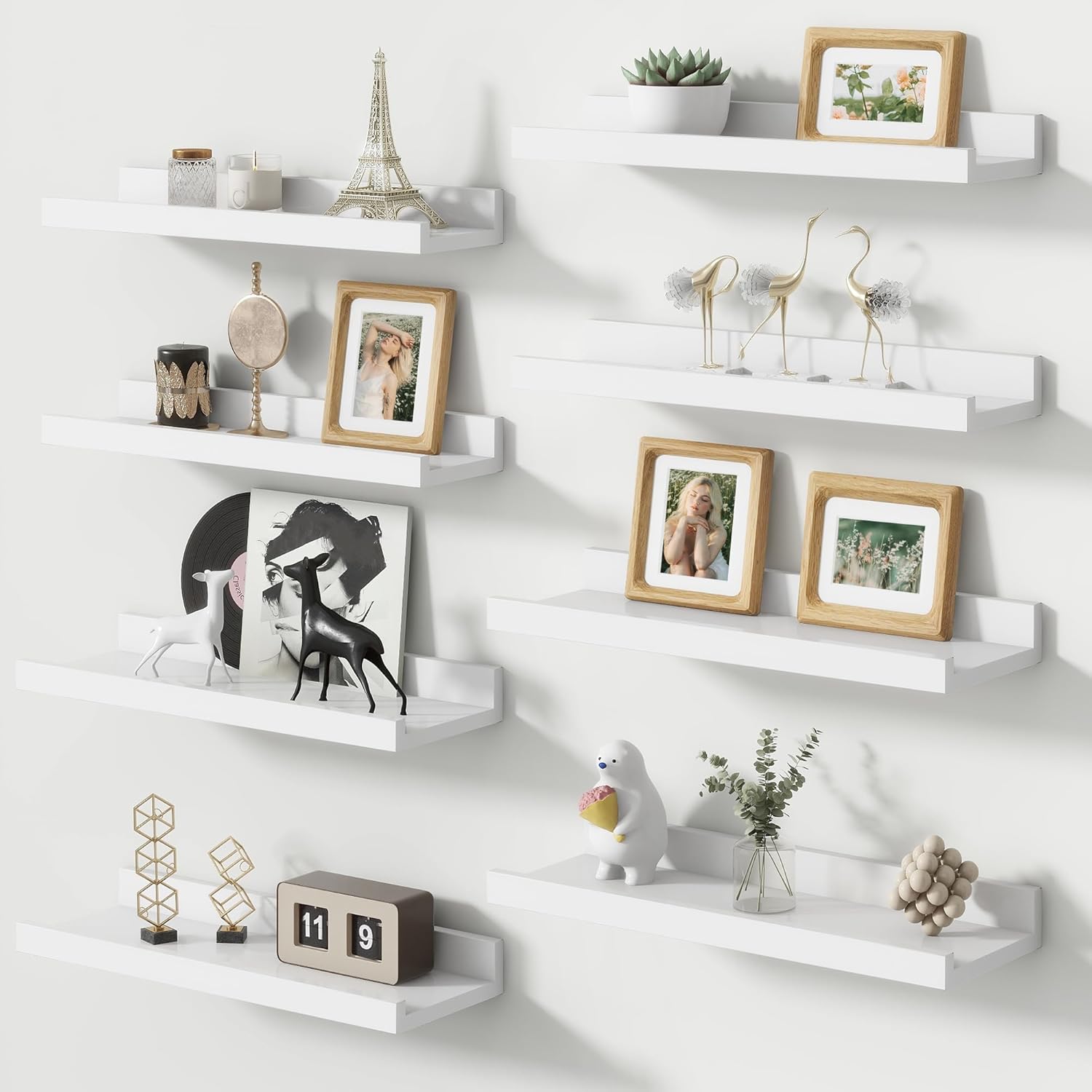 FLYJOE Picture Ledge Shelf Set of 8 Matte White