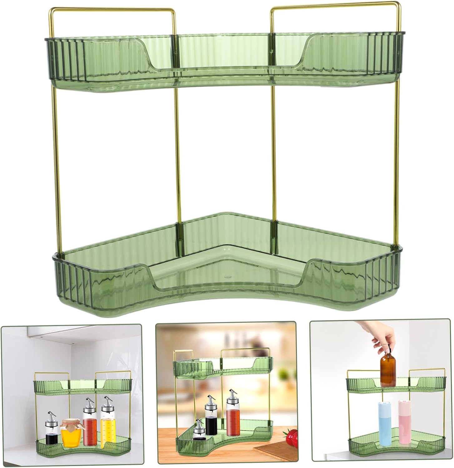 MAGICLULU Transparent Corner Shelf Dual Layer Bathroom Organizer
