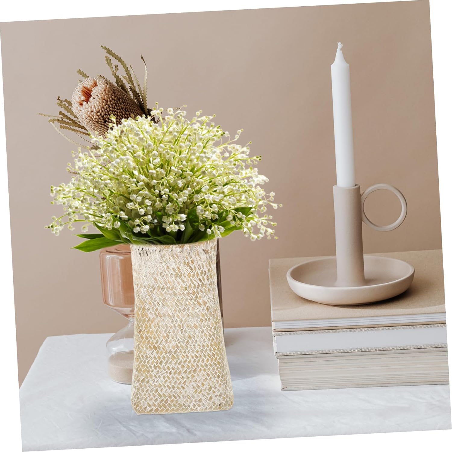 Seagrass Woven Flower Vase for Home Office Decor