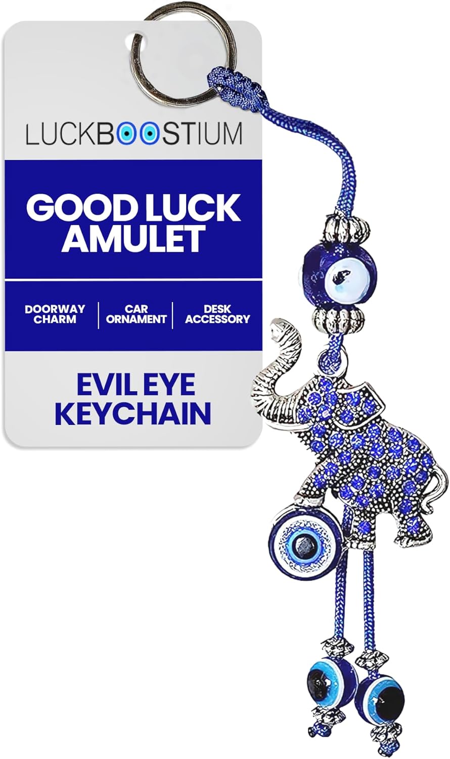 LUCKBOOSTIUM Evil Eye Elephant Keychain