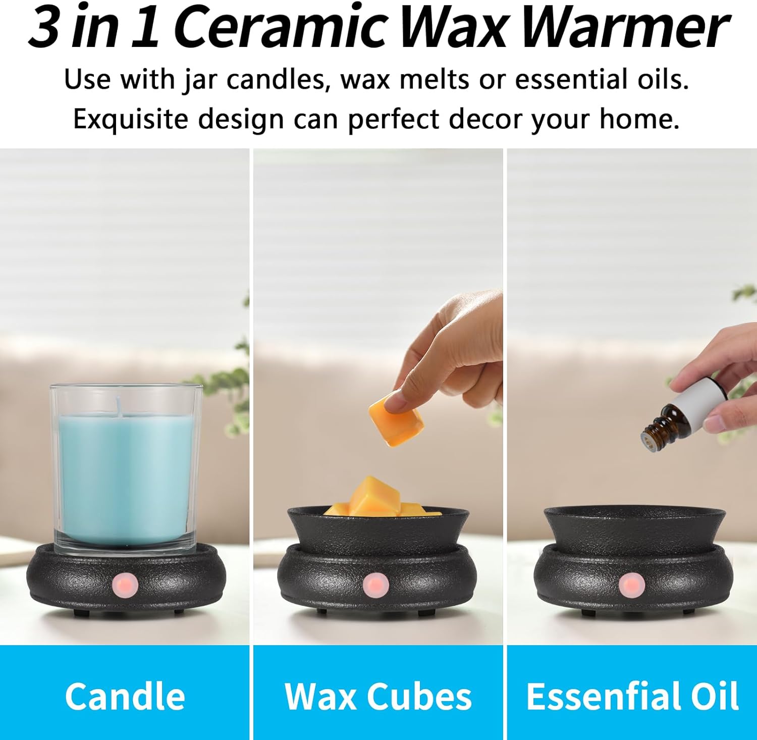 3-in-1 Ceramic Wax Warmer for Home Fragrance