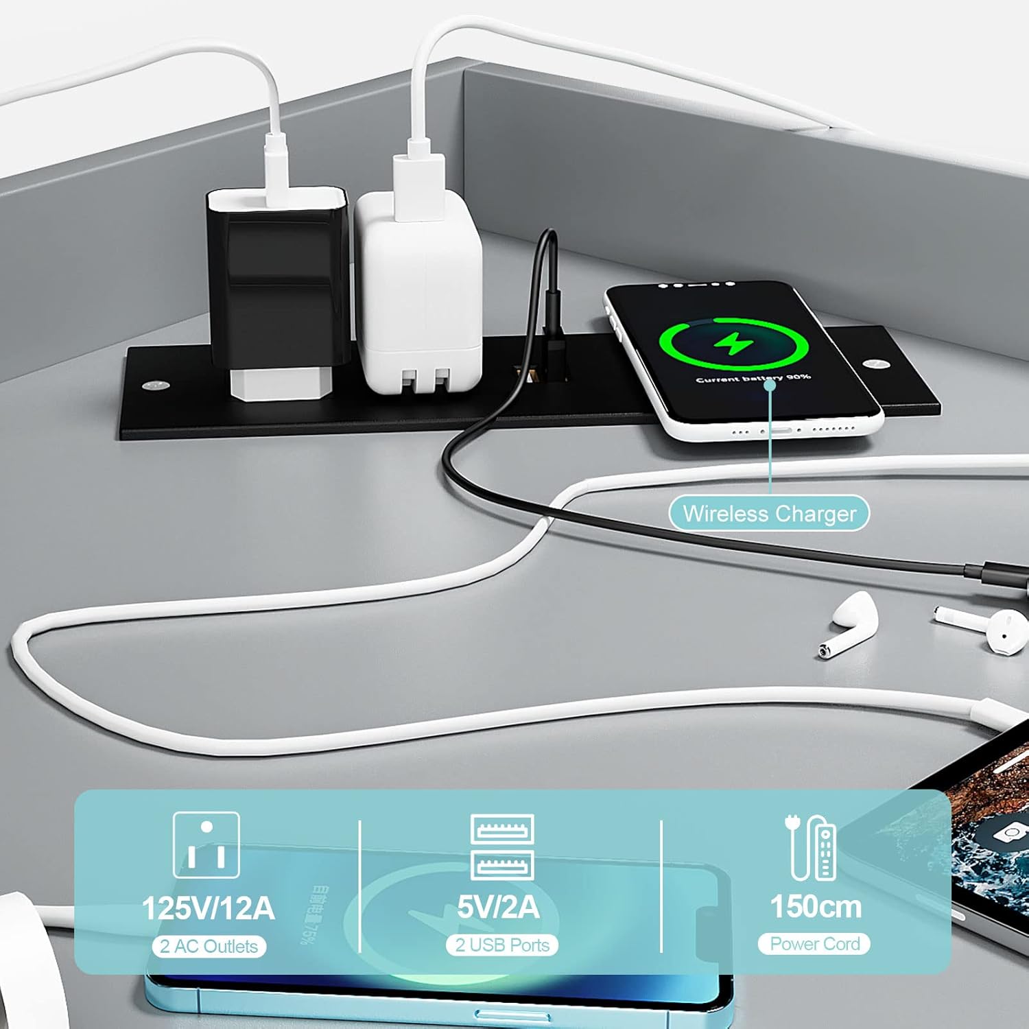 HedoAjim Corner Cabinet with USB and Outlets