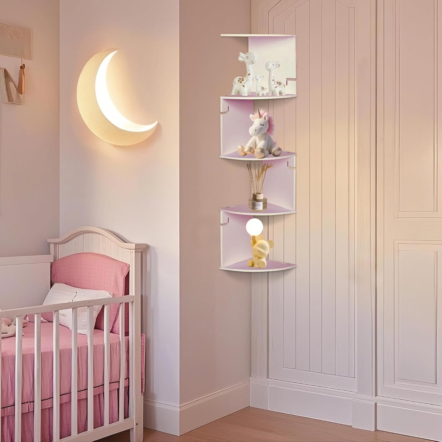 ShellKingdom 5 Tier Corner Shelf Wall Mount White