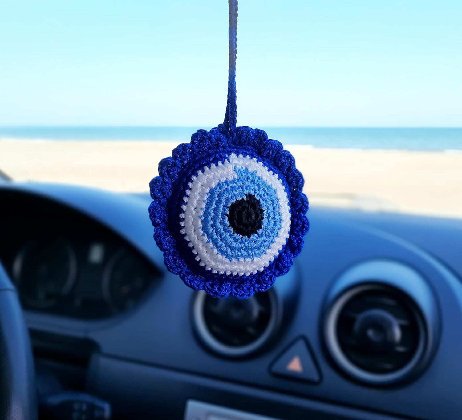 Evil Eye Keychain Crochet Car Decor Accessory