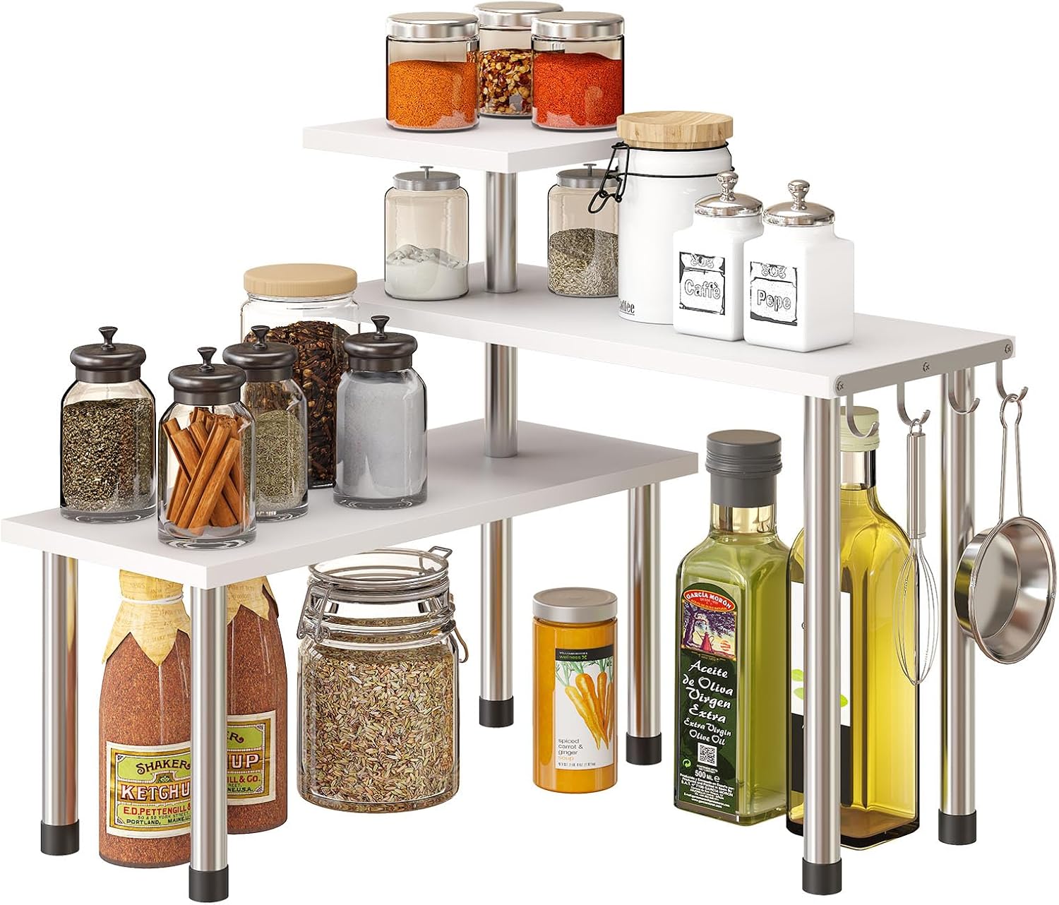 GHWIE 3 Tier Corner Shelf Organizer White