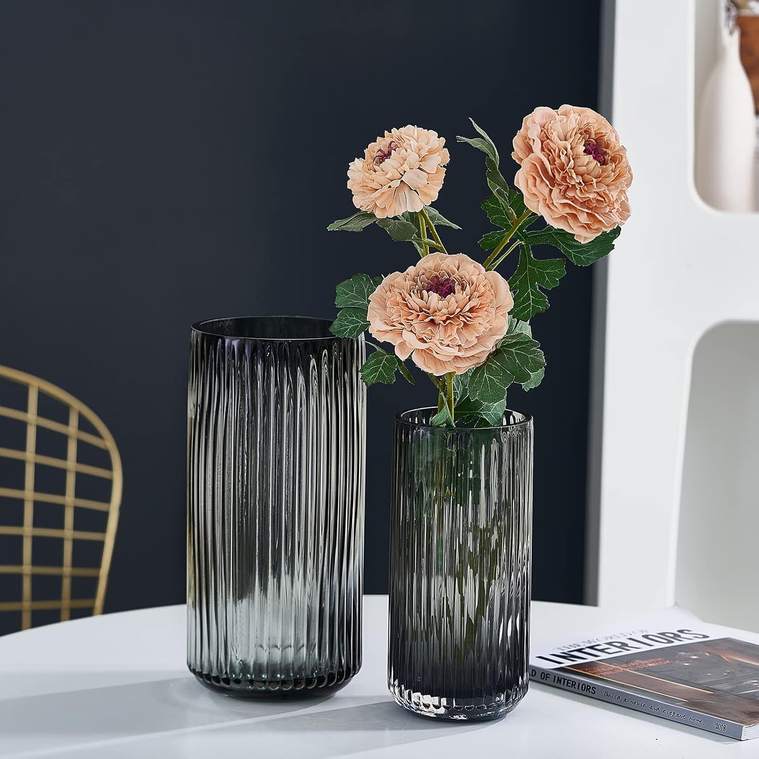 Vintage Striped Glass Flower Vase 95 Inch