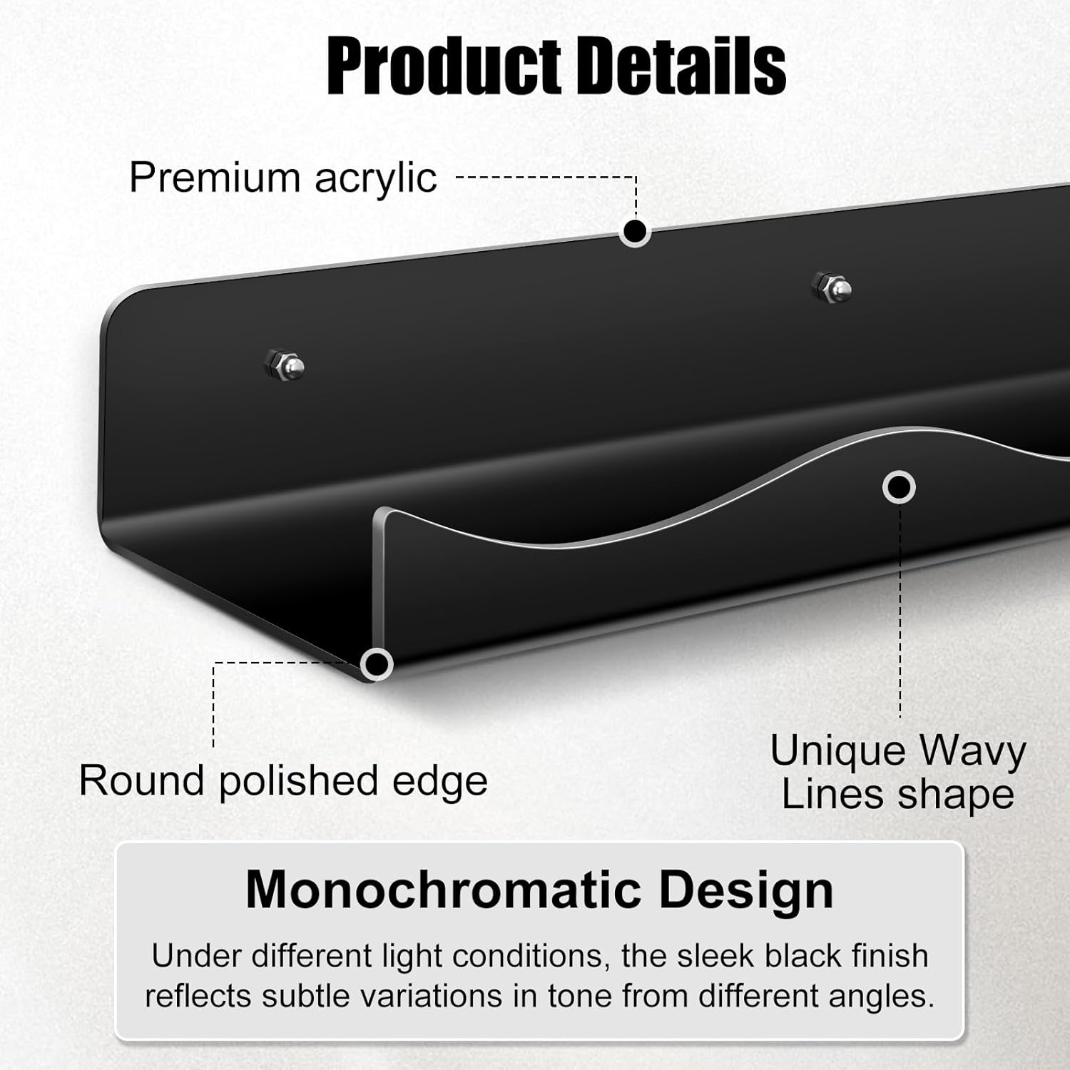 15 Inch Iridescent Acrylic Floating Shelves for Home Decor