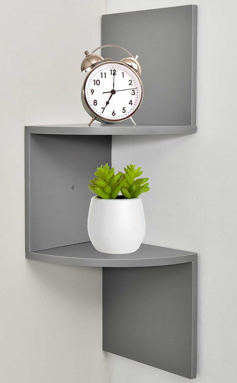 Greenco 2-Tier Corner Shelves Gray Finish Floating Wall Mount
