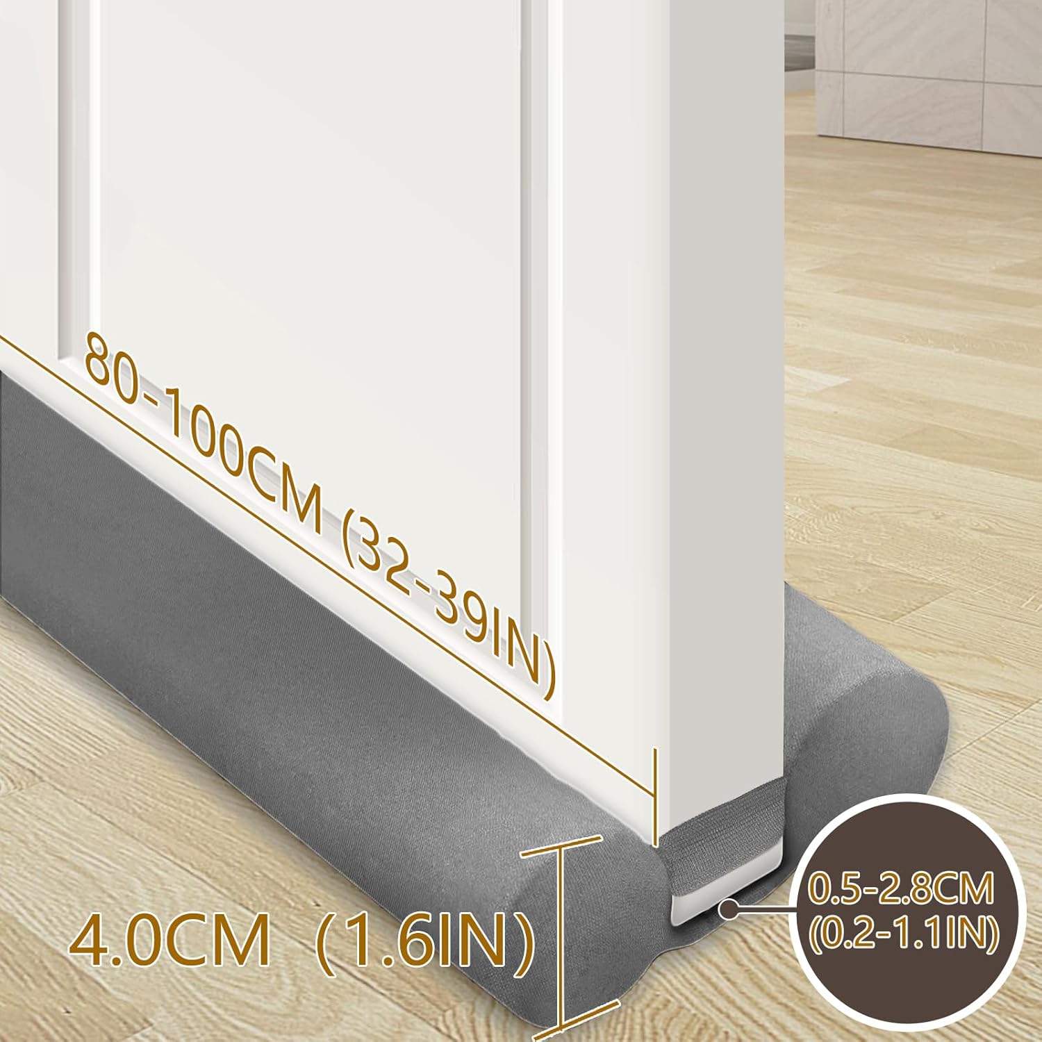 JUJIBL Under Door Draft Stopper 39 Inch Grey