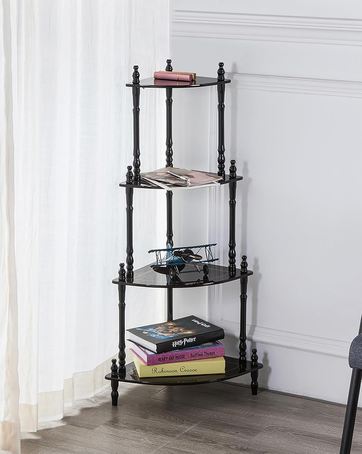 39 Tall 4-Tier Corner Shelf with Cherry Finish