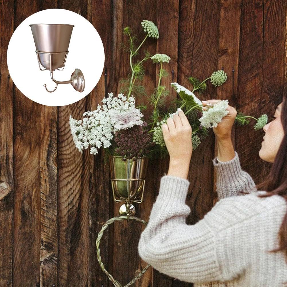 Vintage Wall Mounted Brass Vase with Hook