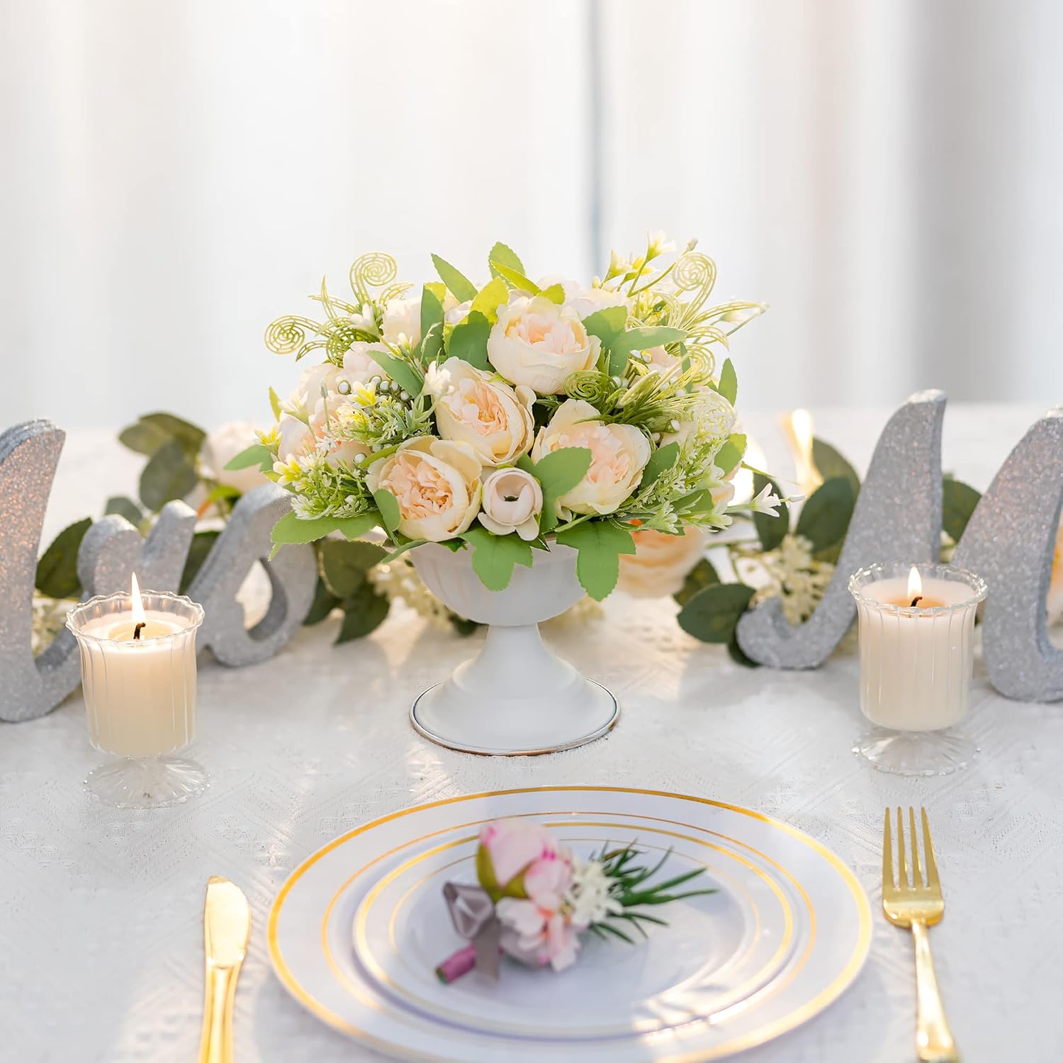 Sziqiqi Modern White Flower Vase for Wedding Centerpieces