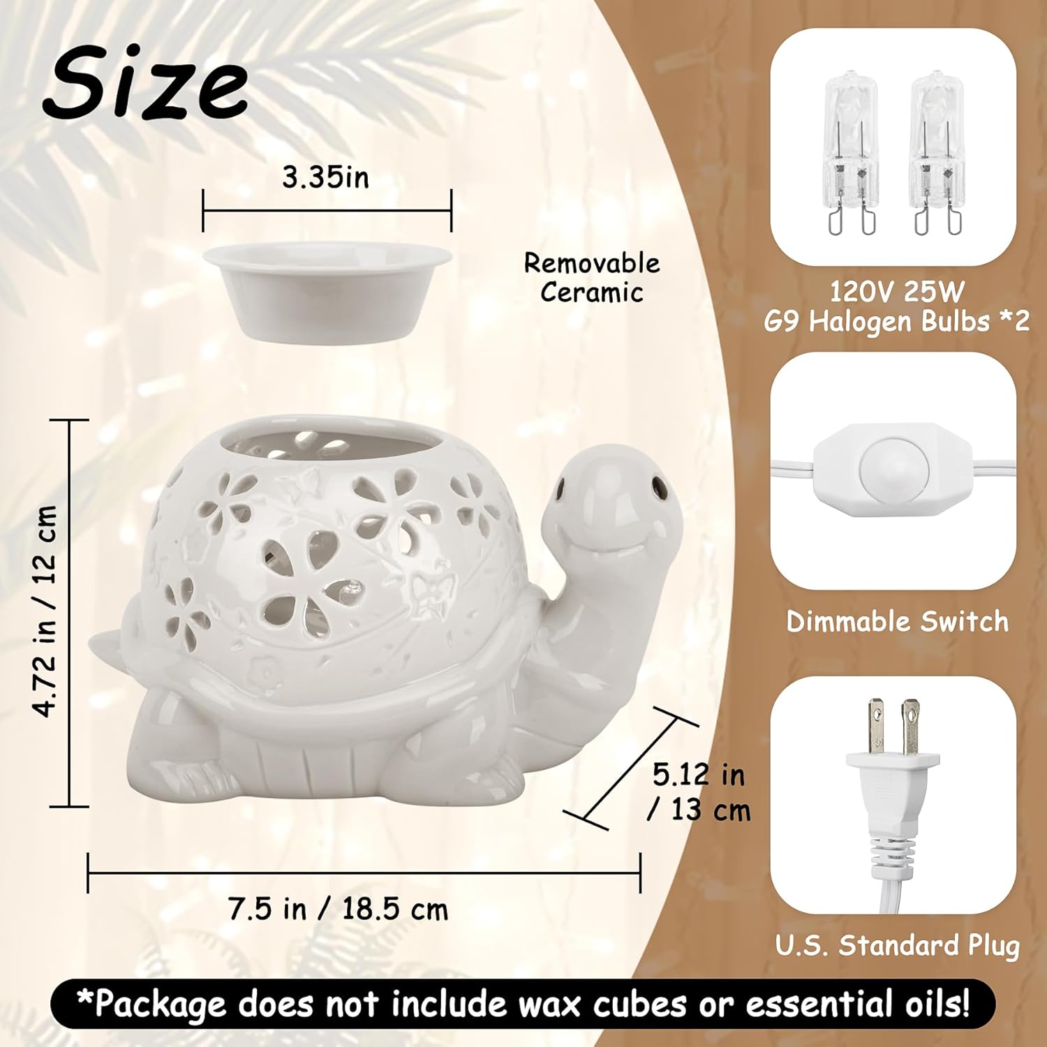 LESES Electric Wax Melter Turtle Warmer with 2 Bulbs