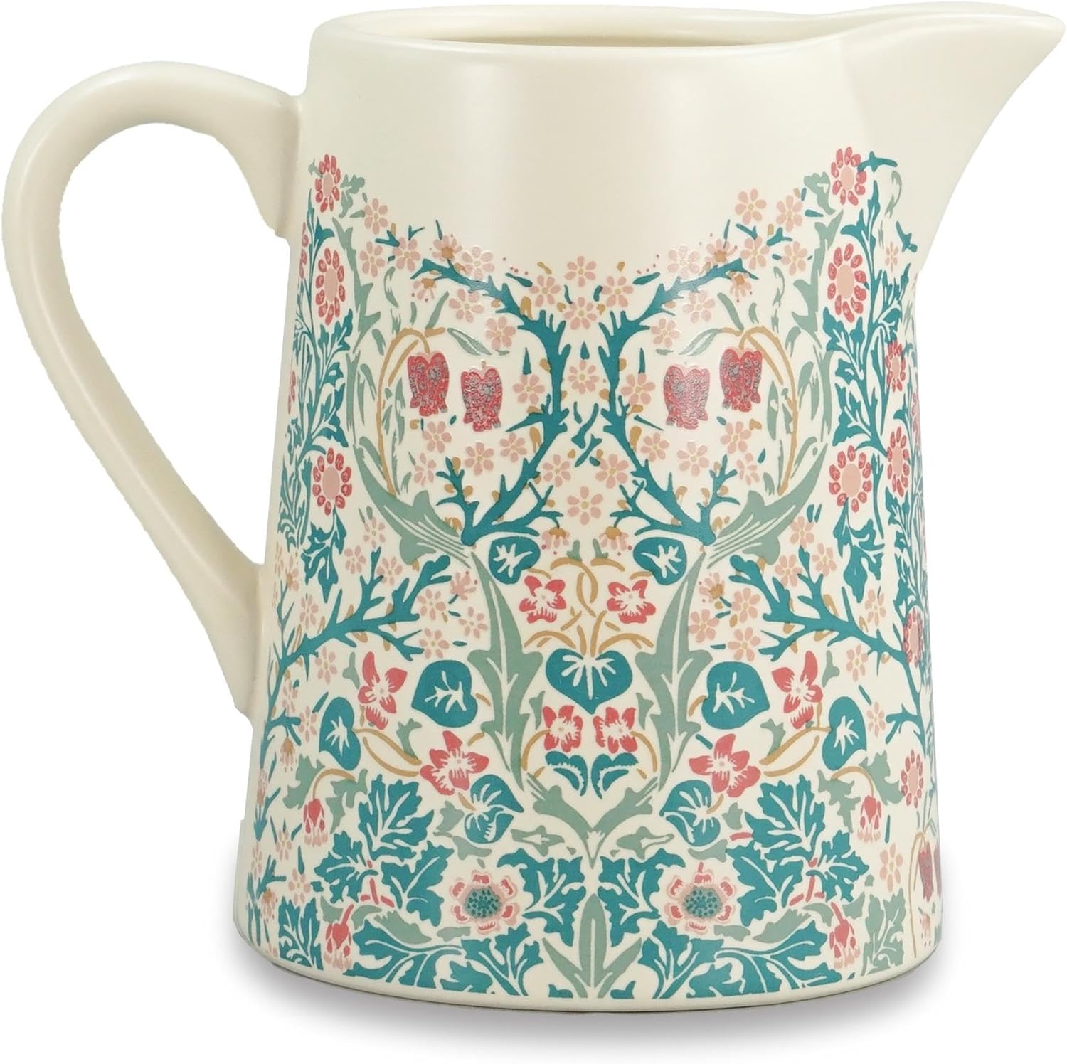 Blackthorn Teal Pink Ivory Ceramic Pitcher by John H Dearle